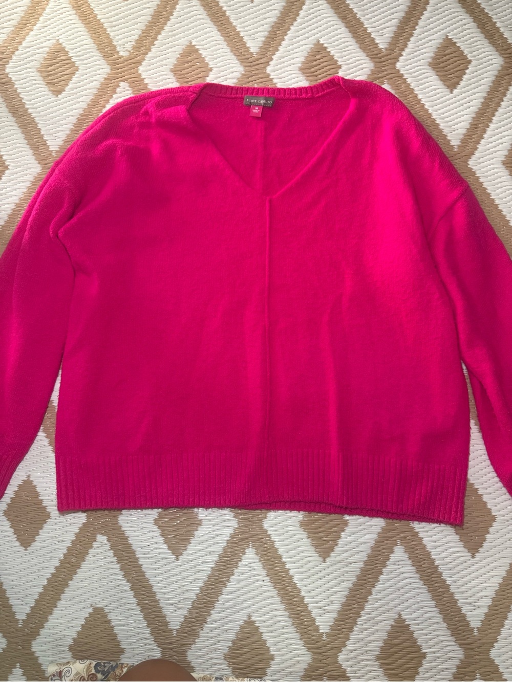 Vince Camuto Bright Pink V-Neck Sweater